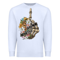 White sensitive savage skeleton middle finger Premium Sweatshirt - FaDigitalArtStudio
