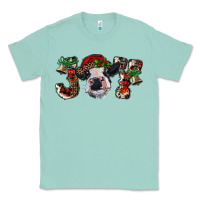 Seafoam Christmas Joy Heifer Cow Classic Tee - RanaPortraitStore
