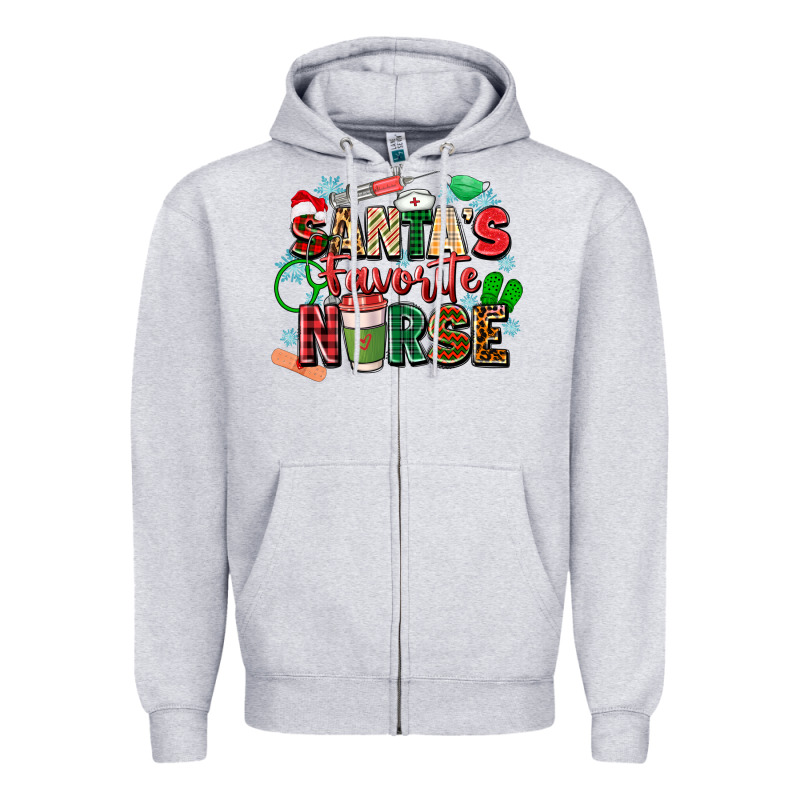 Santa's Favorite Nurse Zipper Hoodie by Zillion Design Studio | Teevron