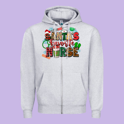 Santa's Favorite Nurse Zipper Hoodie Designed By Zillion Design Studio