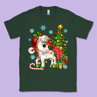 Christmas Unicorn Classic Tee Designed By Zillion Design Studio