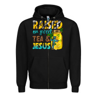 Black raised on sweet tea and jesus Zipper Hoodie - texasbilliewilder