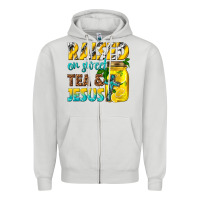Dove Grey raised on sweet tea and jesus Zipper Hoodie - texasbilliewilder