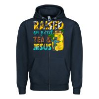 Navy raised on sweet tea and jesus Zipper Hoodie - texasbilliewilder