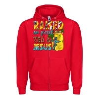 Red raised on sweet tea and jesus Zipper Hoodie - texasbilliewilder