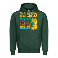 Sports Green raised on sweet tea and jesus Zipper Hoodie - texasbilliewilder