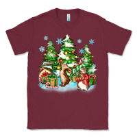 Burgundy christmas rabbits Classic Tee - Zillion Design Studio