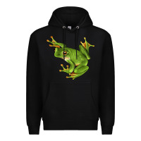 Black White Lipped Tree Frog Illustrations Premium Hoodie - LillyAllenDesigns