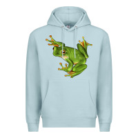 Blue Mist White Lipped Tree Frog Illustrations Premium Hoodie - LillyAllenDesigns