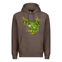 Coffee White Lipped Tree Frog Illustrations Premium Hoodie - LillyAllenDesigns