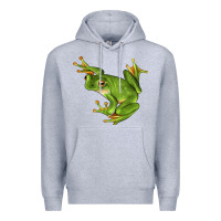 Heather Grey White Lipped Tree Frog Illustrations Premium Hoodie - LillyAllenDesigns