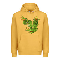 Mustard White Lipped Tree Frog Illustrations Premium Hoodie - LillyAllenDesigns