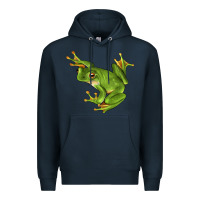 Navy White Lipped Tree Frog Illustrations Premium Hoodie - LillyAllenDesigns