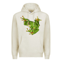 Oatmeal Heather White Lipped Tree Frog Illustrations Premium Hoodie - LillyAllenDesigns