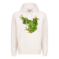 Pale Pink White Lipped Tree Frog Illustrations Premium Hoodie - LillyAllenDesigns
