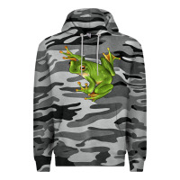 Slate Camo White Lipped Tree Frog Illustrations Premium Hoodie - LillyAllenDesigns