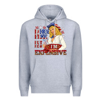 Heather Grey born free but now im expensive Premium Hoodie - NancyCooperArtShop