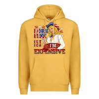 Mustard born free but now im expensive Premium Hoodie - NancyCooperArtShop