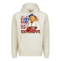 Oatmeal Heather born free but now im expensive Premium Hoodie - NancyCooperArtShop