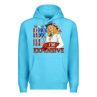 Ocean Blue born free but now im expensive Premium Hoodie - NancyCooperArtShop