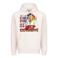 Pale Pink born free but now im expensive Premium Hoodie - NancyCooperArtShop