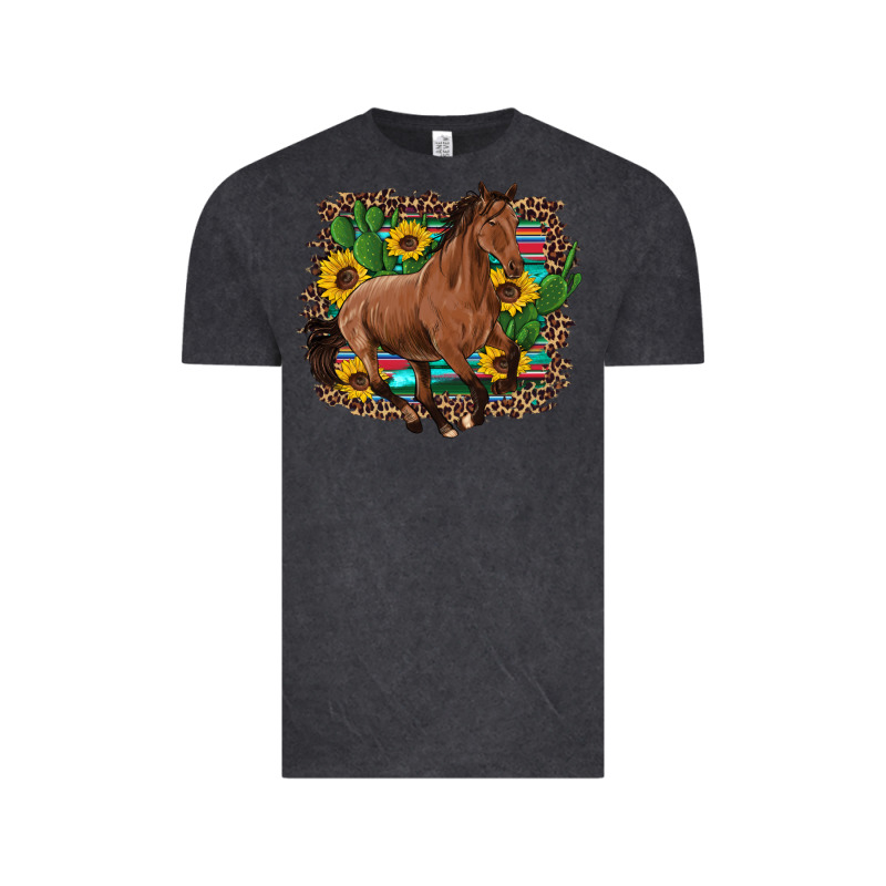 Western Horse Cactus Sunflowers Serape Leopard  Turquoise Wooden Vintage Tee by Artiststas | Teevron