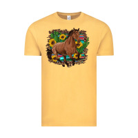 Vintage Mustard western horse cactus sunflowers serape leopard  turquoise wooden Vintage Tee - Artiststas