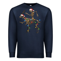 Navy skeleton deer santa Premium Sweatshirt - FaDigitalArtStudio