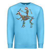 Ocean Blue skeleton deer santa Premium Sweatshirt - FaDigitalArtStudio