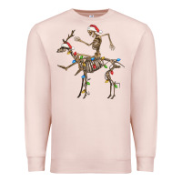 Pale Pink skeleton deer santa Premium Sweatshirt - FaDigitalArtStudio