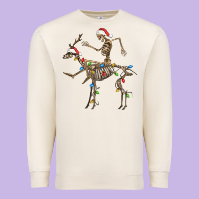 Skeleton Deer Santa Premium Sweatshirt Designed By Fadigitalartstudio