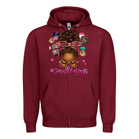 Burgundy small business afro messy bun Zipper Hoodie - texasbilliewilder