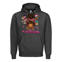 Charcoal Heather small business afro messy bun Zipper Hoodie - texasbilliewilder