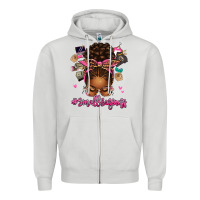 Dove Grey small business afro messy bun Zipper Hoodie - texasbilliewilder