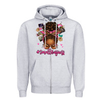 Heather Grey small business afro messy bun Zipper Hoodie - texasbilliewilder