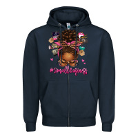 Navy small business afro messy bun Zipper Hoodie - texasbilliewilder