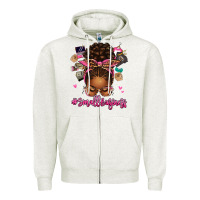 Oatmeal Heather small business afro messy bun Zipper Hoodie - texasbilliewilder