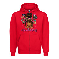 Red small business afro messy bun Zipper Hoodie - texasbilliewilder