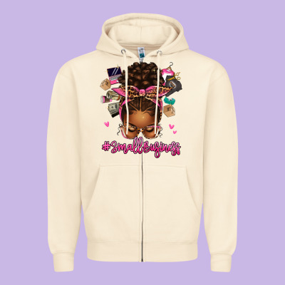 Zipper Hoodie small business afro messy bun