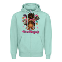 Seafoam small business afro messy bun Zipper Hoodie - texasbilliewilder