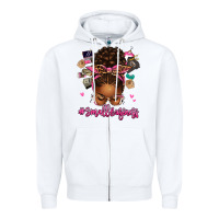 White small business afro messy bun Zipper Hoodie - texasbilliewilder