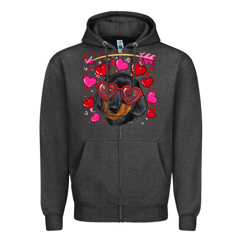 Valentine's Day  Dachshund Puppy Zipper Hoodie by RanaPortraitStore | Teevron