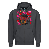 Smoke valentine's day  dachshund puppy Zipper Hoodie - RanaPortraitStore