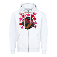 White valentine's day  dachshund puppy Zipper Hoodie - RanaPortraitStore