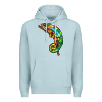 Blue Mist Chameleon Lizard Illustrations Premium Hoodie - LillyAllenDesigns