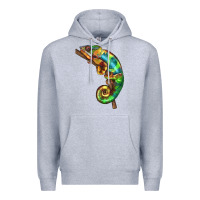 Heather Grey Chameleon Lizard Illustrations Premium Hoodie - LillyAllenDesigns
