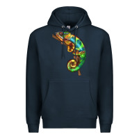 Navy Chameleon Lizard Illustrations Premium Hoodie - LillyAllenDesigns