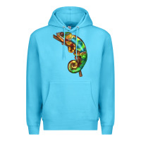 Ocean Blue Chameleon Lizard Illustrations Premium Hoodie - LillyAllenDesigns