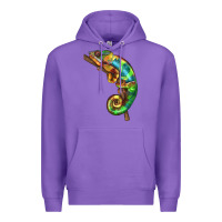 Purple Chameleon Lizard Illustrations Premium Hoodie - LillyAllenDesigns