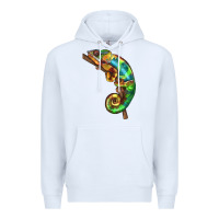 White Chameleon Lizard Illustrations Premium Hoodie - LillyAllenDesigns